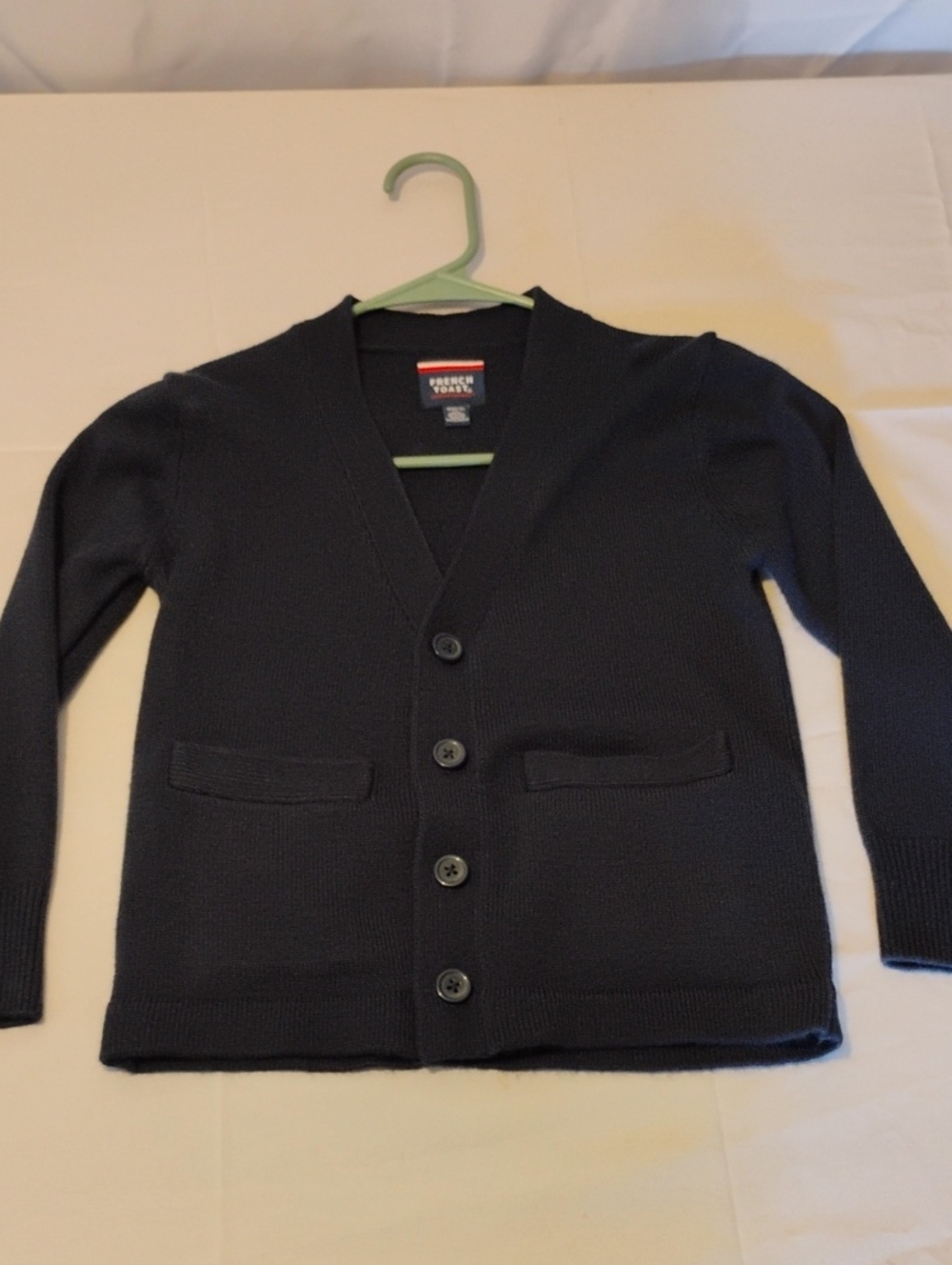 French Toast Navy Blue V-Neck Cardigan Sweater School Uniform Size S (6/7)